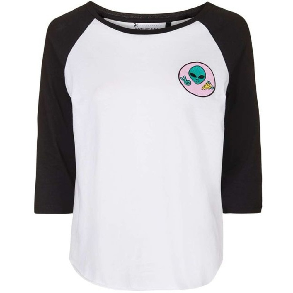 👽 🍕 Tee and Cake Alien Peace Pizza Black and Raglan Tee